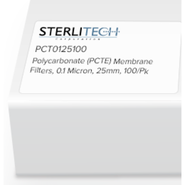 Sterlitech Polycarbonate (PCTE) Membrane Filters, 0.1 Micron, 25mm, PK100 PCT0125100